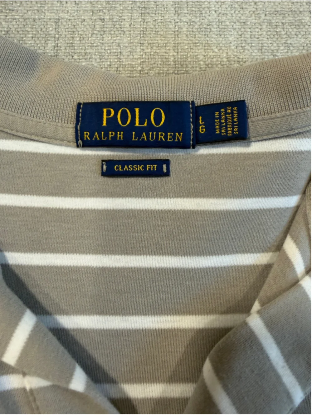 Men's Polo Ralph Lauren Gray White Striped Classic Fit Polo Shirt L